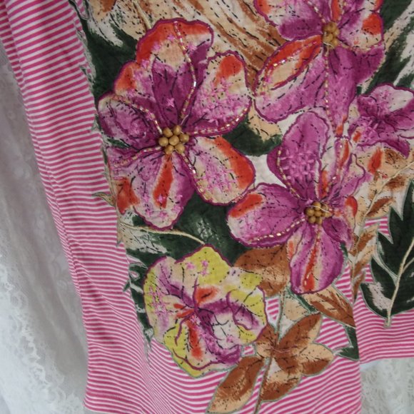 Plus Pink white Stripped Top - Picture 2 of 4